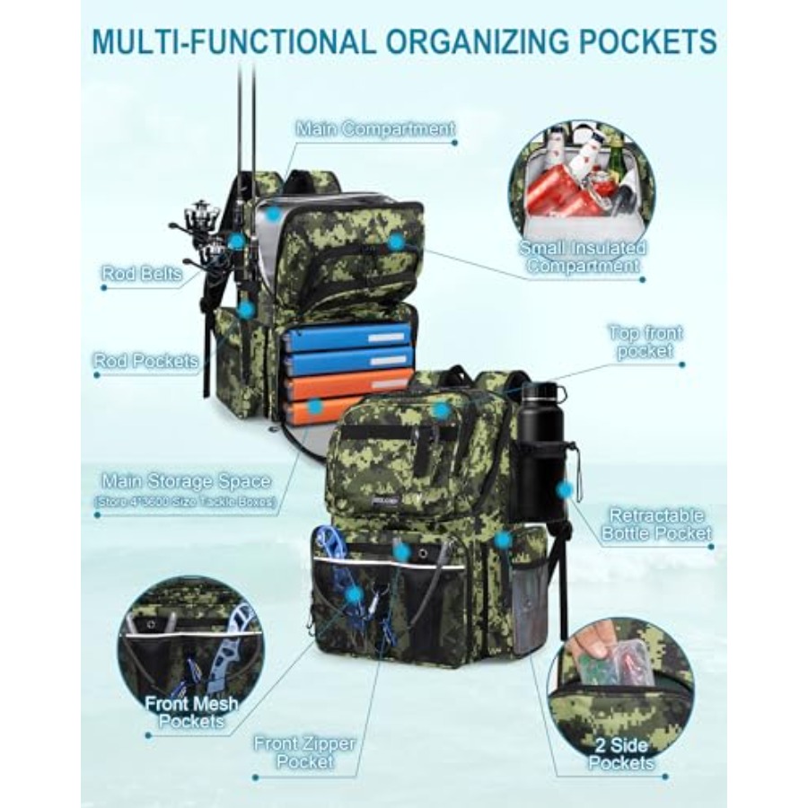 Fishing Backpack with Rod Hold - Fishing Rod Holder 评论和价格